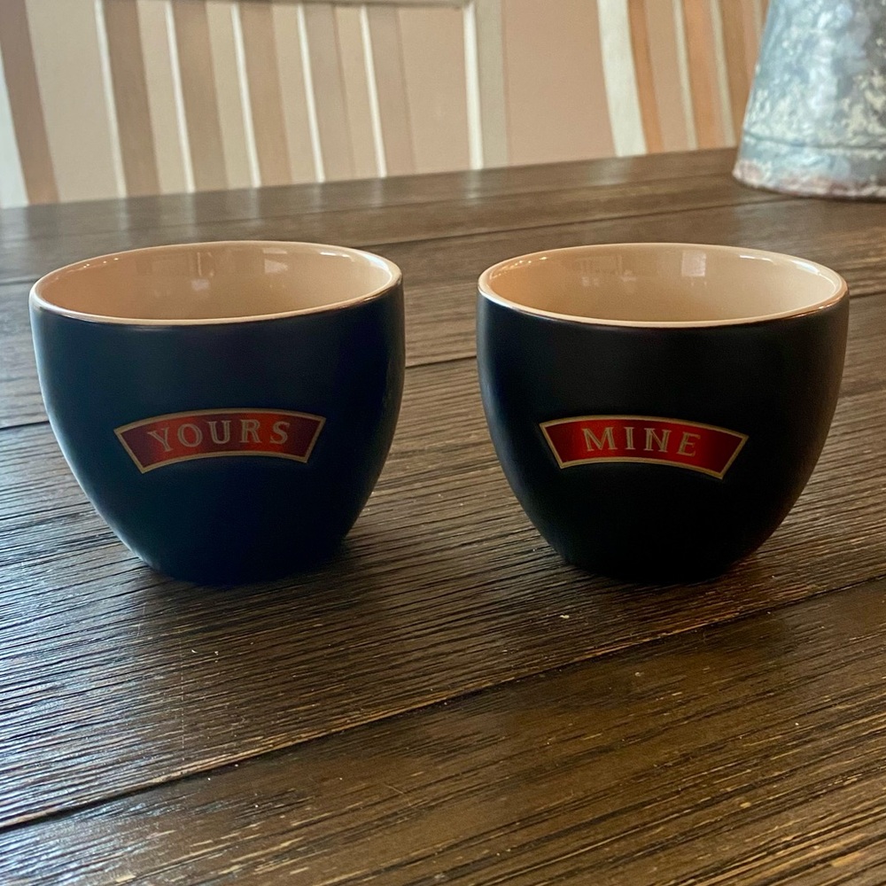 Bailey’s Irish Cream Mug Set NEW Yours Mine Brown Ceramic Tumbler Coffee Barware